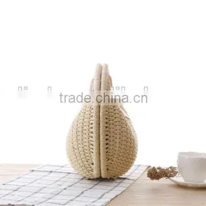Fashion Girl's Beige Paper Straw Craft Bag thumbnail-2