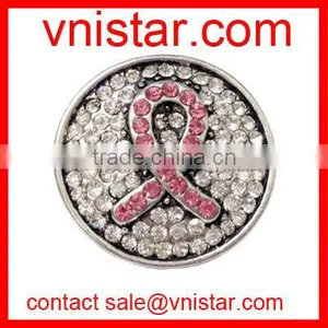 Vnistar Snap Button Breast Cancer Charms Crystals NC628-2, Fit Button Ring and Button Bracelet thumbnail-1