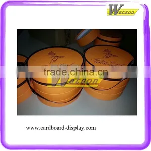 Delicious Chocolate Round Paper Box Packaging , Paper Box Gift Box Packaging Box With Silk Handle thumbnail-1