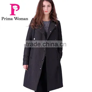 2016 Spring Fashion Long Slim Fit Women Coat With Paint Button thumbnail-2