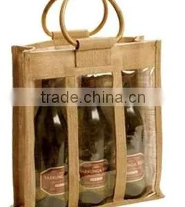 Reusable Jute Wine Bag With Window thumbnail-1