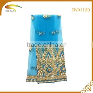 Wholesale High Quality Nigerian Decorative Embroidery 3D Patterned Silk Fabric for Bridal Dress thumbnail-4