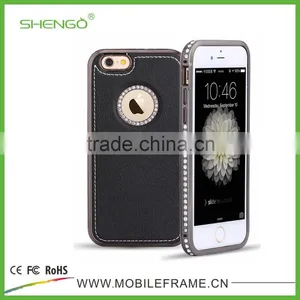 New Design Metal Phone Case With Back Leather thumbnail-6