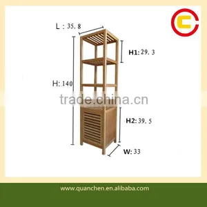 Natural Bamboo Bathroom Shelf Bamboo Corner Rack thumbnail-1