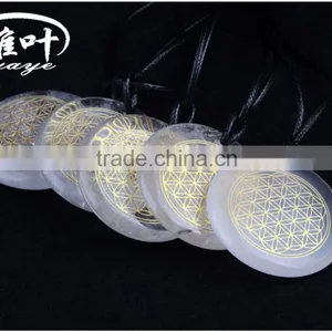 Chakra Flower of Life Natural Crystal Stone Pendant Necklace thumbnail-1