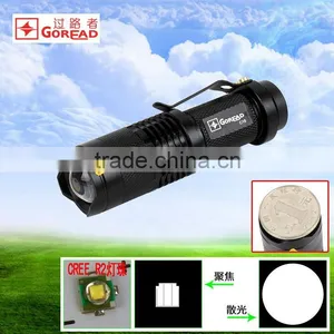 GOREAD C15 Flashlight Rechargeable Mini LED Flashlight Torch Adjustable Focus Zoom Light Lamp Black thumbnail-1