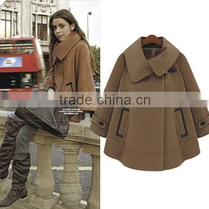 2015 European Style Women's Cloak Wool Coat thumbnail-1