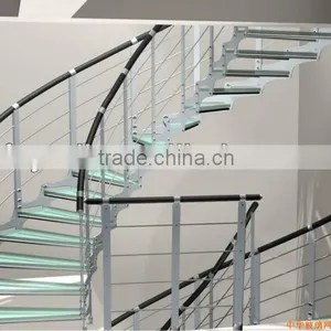 Ironman-3 Latest Type Arc Stainless Steel Glass Stairs/staircases thumbnail-1