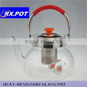 2016 New Design Gifted High Quality Borosilicate Pyrex Glass Tea Pot With Stainless Steel Infuser 1500H thumbnail-2