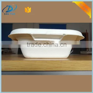 Fluting Lidded Disposable Quadrate Paper Pulp Lunch Box thumbnail-2