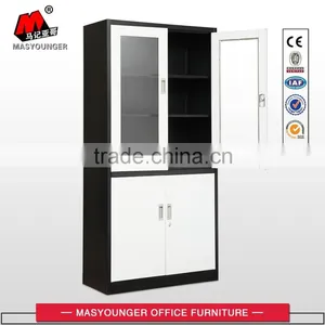 High Quality Factory Direct Sale up Glass Door and Down Steel Door Filing Cabinet thumbnail-4