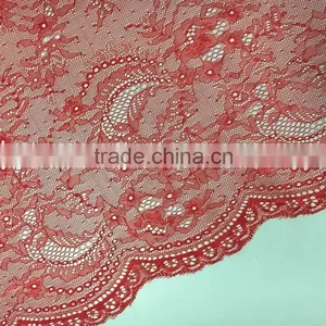 100% Nylon Inelastic Knitting Lace Fabric With Rippled Edgee thumbnail-1