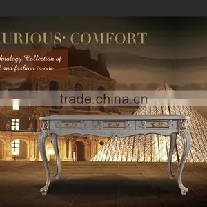 French Baroque Style Luxury Executive Office Desk/ European Classic Wood Writing Table/ Retro Furniture thumbnail-3