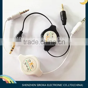 Hot Sale Car Audio Aux for Iphone 3.5mm to 3.5mm Mono Audio Cable Male-male Retractable Data Cable thumbnail-1