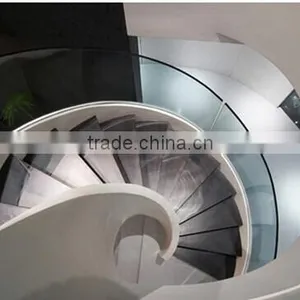 Curved Wood Stair With Glass Railings for Sale thumbnail-1