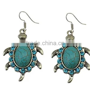 2016 Bohemia Gypsy Fashion Turtle Dangle Long Drop Turquoise Earrings For Women thumbnail-1