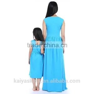 2016 Kids Boutique Clothes Cotton Long Designer One Piece Mommy and me Maxi Dress thumbnail-2