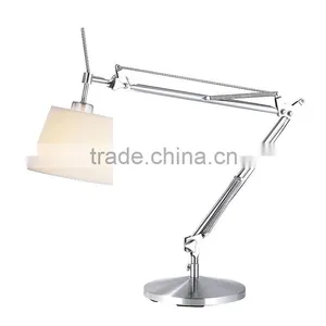 11.21-21 Coil Springs Adjust Modern a Heavy 9" Round Weighted Base and Finely Pleated Fabric Shade Architect Table Lamp thumbnail-1