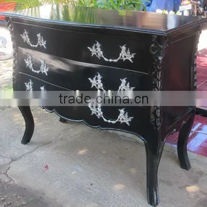 Wooden Chest of Drawers - Bombe Commode Cabinet - Living Room Furniture thumbnail-1