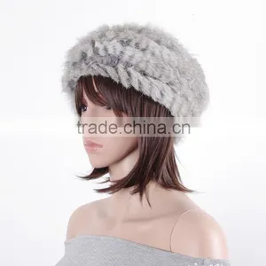 Wholesale Price Fashion Knitted Rabbit Fur Hat For Women thumbnail-3