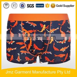 Custom Waistband With Blue Goldfish Print Boxers for Men thumbnail-1