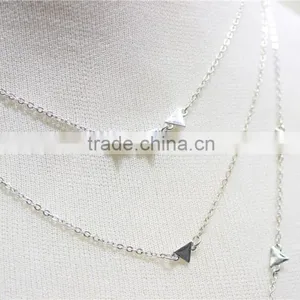Silver Chain Layered Set Necklace w/ Tiny Triangle Metal Necklace 2016 Fashion Style Wholesale thumbnail-3