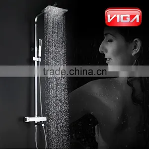 Square Rain Shower Set Bathroom Thermostatic Shower Column Faucet thumbnail-1
