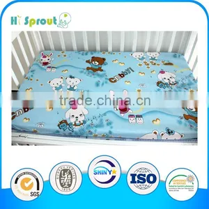 Soft Cartoon Print Baby Organic Bed Fitted Sheet thumbnail-1