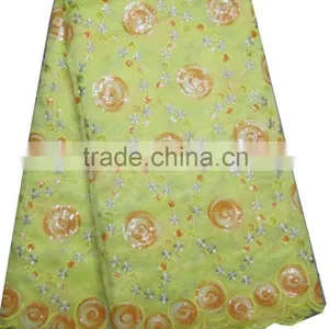 African Organza Lace With Sequins Embroidery CL8141-2yellow thumbnail-1