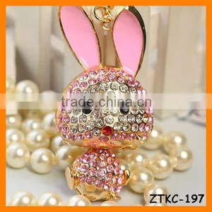 2014 Hot Selling Rhinestone Rabbit Key Chain , Animal Bag Pendant ZTKC-197 thumbnail-1