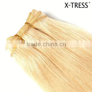 Best Quality Hot Sale 18inch Natural Indonisia Bleach Blond 613 Straight Same Russian Remy Hair Extension Machine Weave Sew thumbnail-3