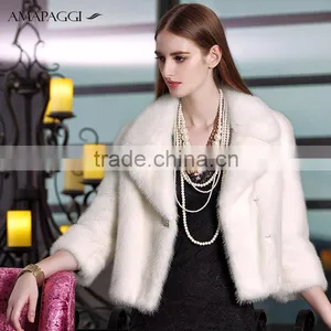 Wholesale Short White Mink Fur Leisure Coat for Women thumbnail-2