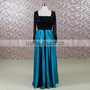 RSE647 Black And Peacock Blue Chinese Wedding Dress Tall Mother Of The Bride Lace Dresses Beach Wedding Dress Navy Blue thumbnail-1