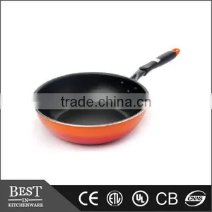 Non Stick Orange Flat Bottom Wok Pan Japanese Wear Sticky Bottom Frying Pan thumbnail-1