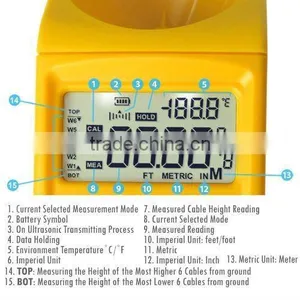 Portable Ultrasonic Digital Cable Height Tester 3~23m Smart Sensor 6 Cables Measurement thumbnail-3