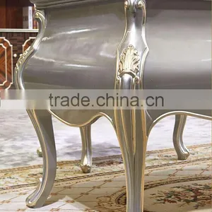 European Style Luxury Executive Office Desk, Classic Wood Carving Writing Table, Silver Foil Home Office Furniture (BF01-ML019) thumbnail-3
