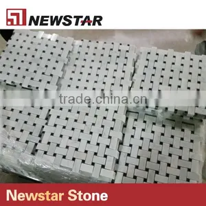 Newstar Cheap White Marble Basketweave Bathroom Wall Tile Ideas Mosaic thumbnail-3