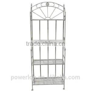 POWERLON White Antique 3-tier Metal Storage Garden Shelf Flower Plant Stand thumbnail-3