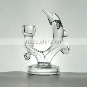 Wholesales Lead Free Crystal Glass Dolphin Decorative Candle Holder With SGS/CIQ Certification thumbnail-2