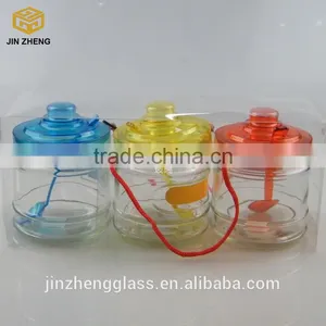 330ml 11oz Beautiful Various Colored Roped Seasoning Spices Glass Jar With Plastic Cover and Spoon thumbnail-1