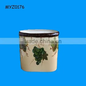 2 Bottle Ceramic Hand Painted Grape Wine Cooler thumbnail-1