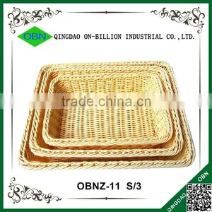 Rectangular Hand Weaving Plastic Rattan Basket for Bread thumbnail-5