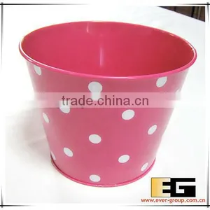 Zinc With Handle Printing Finished Round Shape Flower Pot thumbnail-1