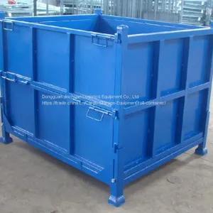 OEM Foldable Steel Pallet Box Powder Coated With Stacking Feet thumbnail-1