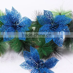 Cheap 6" Glitter Hollow Wedding Party Decor Christmas Flowers Xmas Tree Decorations thumbnail-4