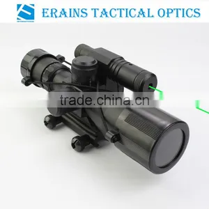Compact 2.5-10X40 Riflescope Red Green Mil-Dot Reticle Attached Green Laser With Standard Weaver Rail Mount thumbnail-1