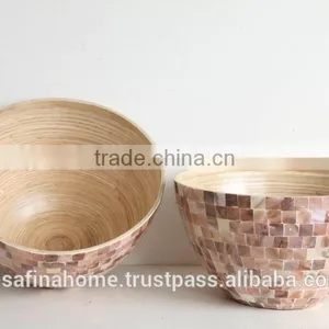 Round Decorative Bamboo Salad Bowl thumbnail-1
