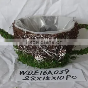 Decorative Moss and Sisal Flower Pot With Handle Material Moss,sisal, Grass,cornhusk thumbnail-6