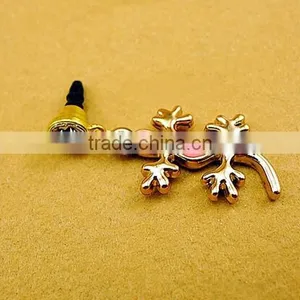 Cute Gecko Mobile Phone Accessories Jewelry Fashion Metal Gold Phone Dust Plug in Bulk thumbnail-3