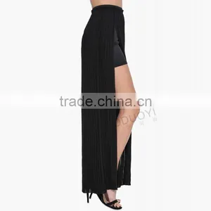 MGOO High Fashion Two Layers Women Chiffon Maxi Skirts Black Pink Women Pleated Skirts Sexy Split 15146A071 thumbnail-5